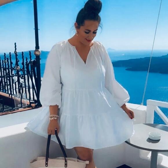 HM NWT BLOGGER FAV COTTON TIERD HIPPIE BOHO CHIC WESTERN WHITE DRESS SMALL - Picture 8 of 10